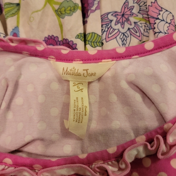 Matilda Jane Girls Pink Brilliant Dream Dot Dot Dot Pink Floral Dress, size 6 - Picture 7 of 7